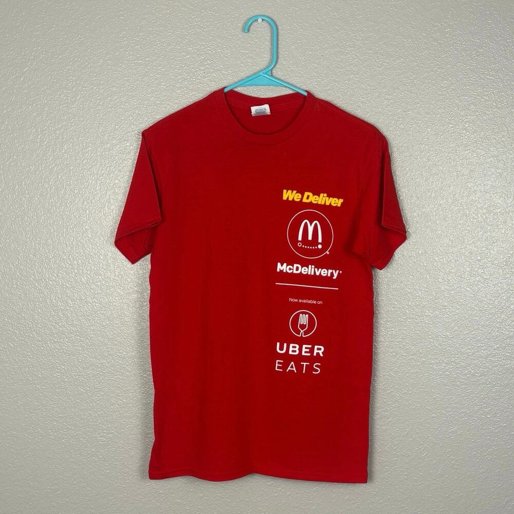Delta Pro Weight Size Small McDonald’s McDelivery Uber Eats Red Employee T-shirt